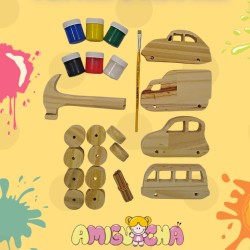 Carros de Corrida Monte, Pinte e Brinque - kit de Pintura Brinquedo  Educativo de MadeiraBrinquedos de MadeiraBambalalão Brinquedos Educativos