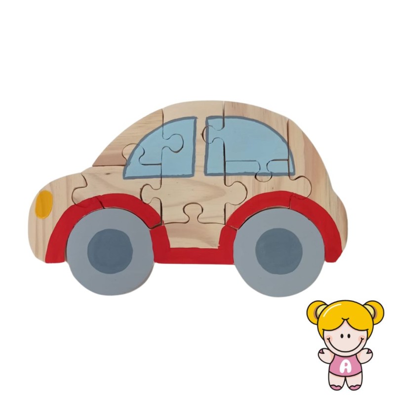 Quebra Cabeça Carro Brinquedo de Madeira Infantil